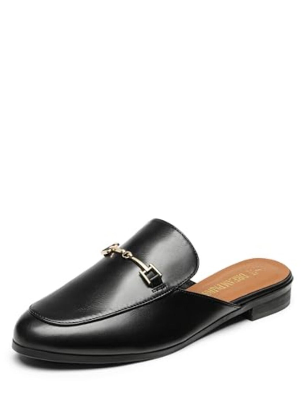 Vegan Leather Flat Mules with Buckle Slip-On Loafers
